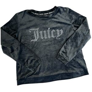 Juicy Couture Black Velvet Rhinestone Juicy top ladies size L